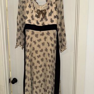 SALONI Black and Cream Butterfly Dress